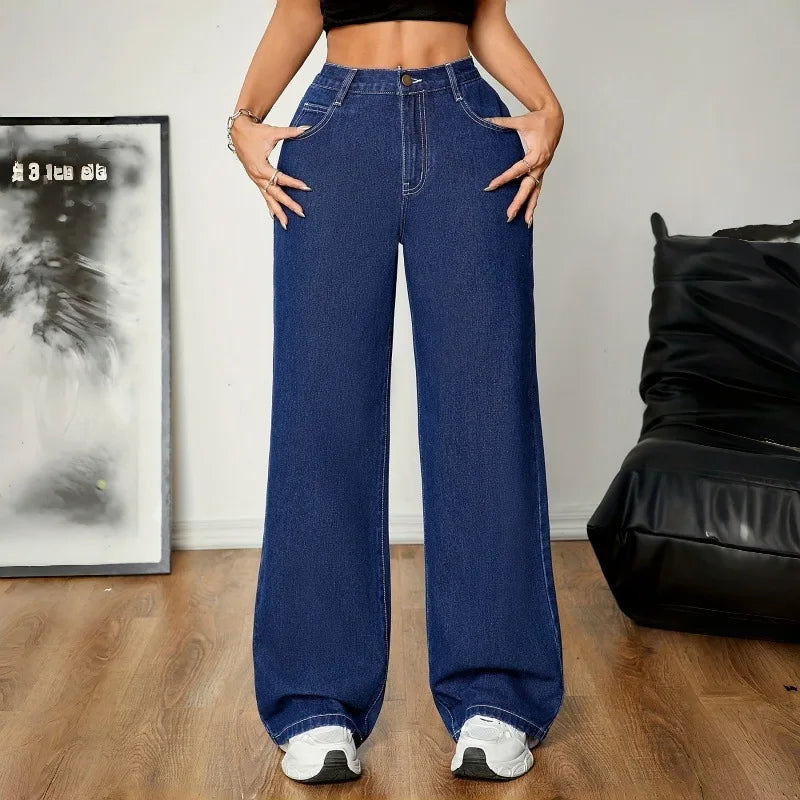 Wide Leg Jeans Women High Waist Pants Washed Distressed Denim Trousers Streetwear Y2k Female Vintage Denims Floor Length 2026