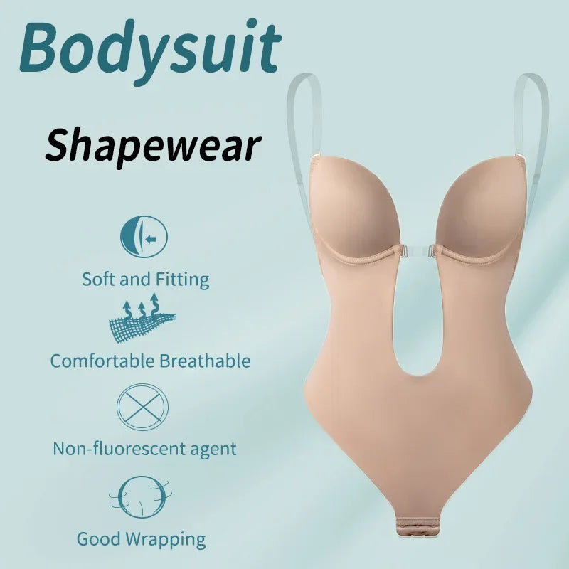 Women's Deep-V Backless Shapewear Bodysuit | Braviixx