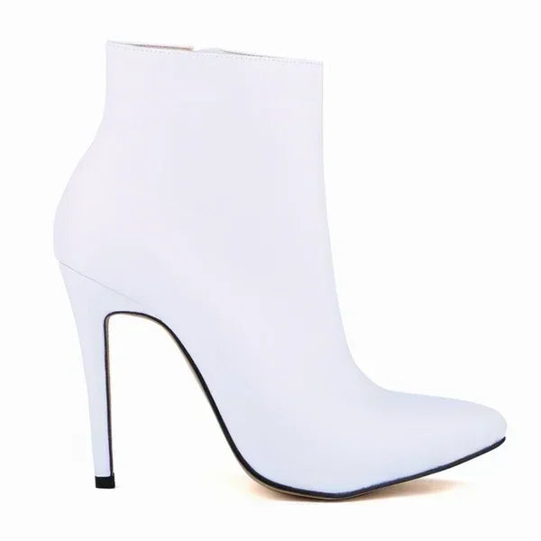 Women's Faux Fur Ankle Boots – Pointed Toe Side Zip Stiletto 11cm