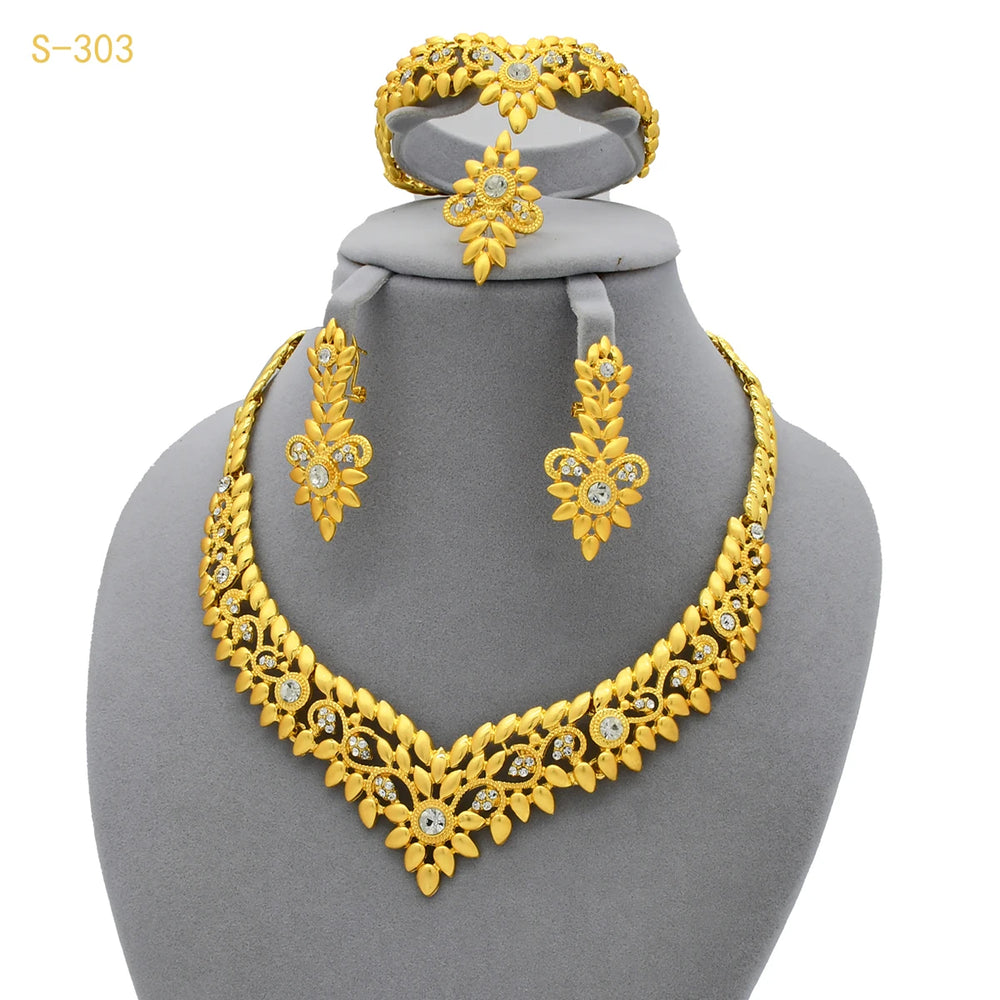 Gold-Tone Floral Jewellery Sets | Five Designs | Braviixx