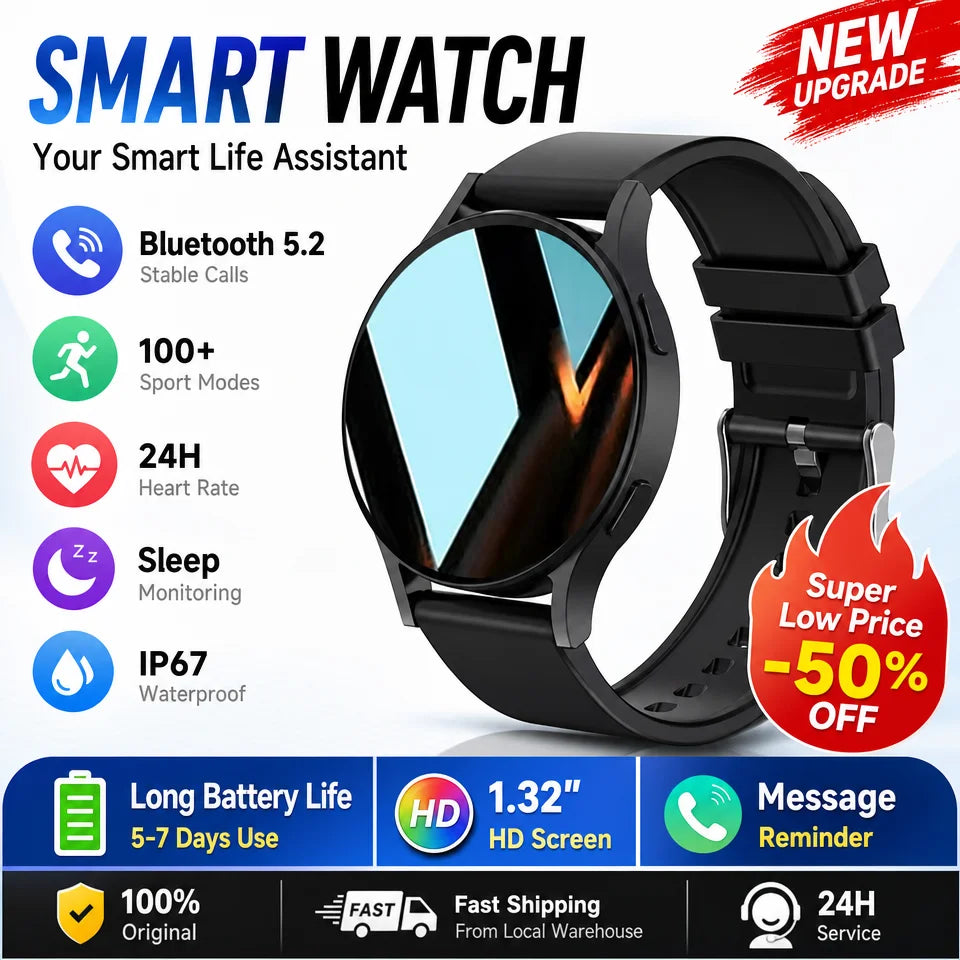 Round Smartwatch | Bluetooth Calls & Fitness Tracking | Braviixx