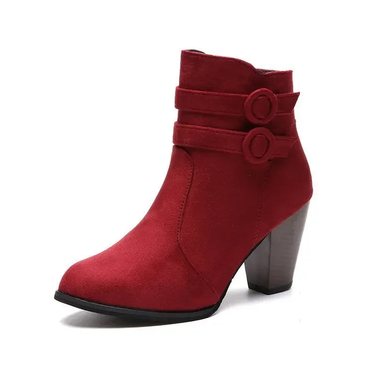 Zip-Up Block-Heel Ankle Boots | Women's | Braviixx