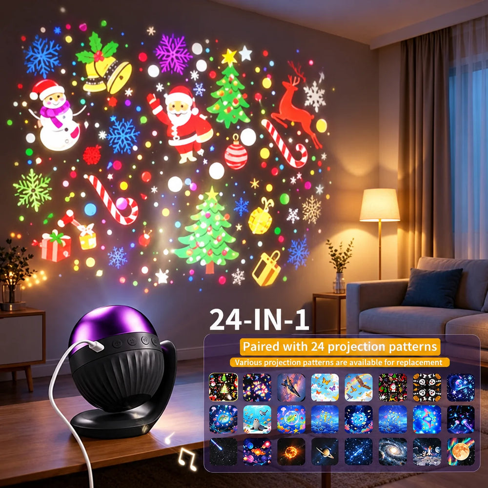 Galaxy & Holiday Projector | 24 Patterns & Auto-Off Timer | Braviixx