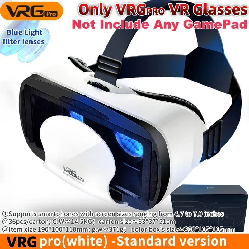 3D VR Glasses for Smartphones | Blue Light Lens VR Headset with Optional Gamepad | Braviixx