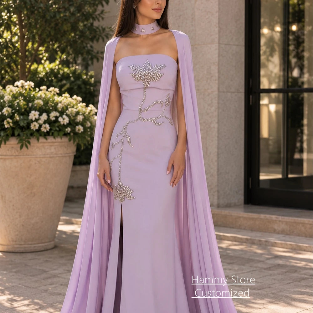Strapless Mermaid Evening Gown | Embellished Cape Style | Braviixx