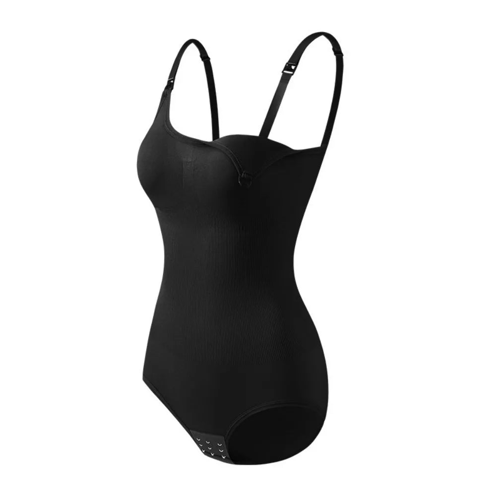 Women's Full Body Shaping Bodysuit Tummy Tummy Trimmer Suit with Front Closure Backless Strappy T Back Design Tight