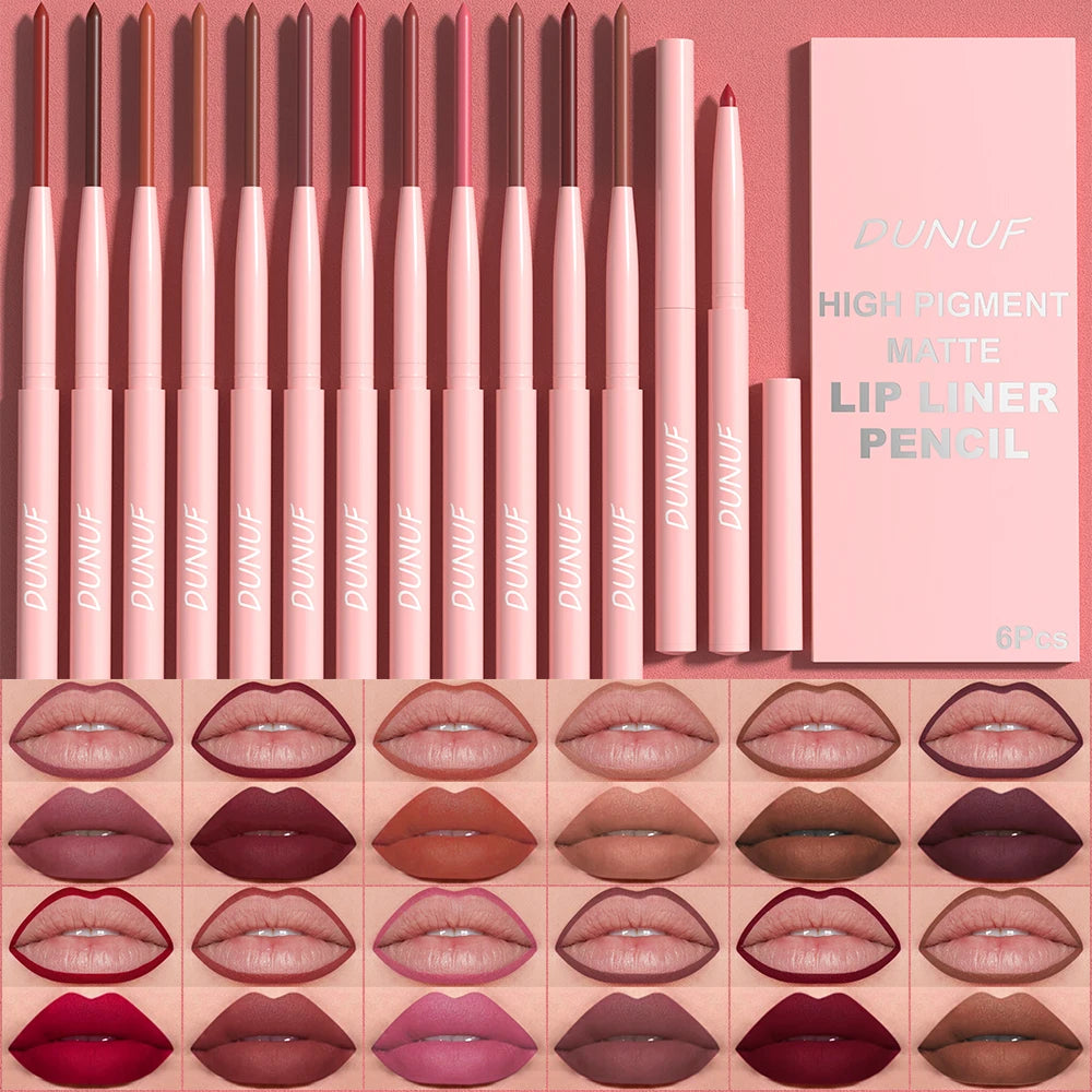 6-Piece Waterproof Long-Lasting Lip Liner Pen Set