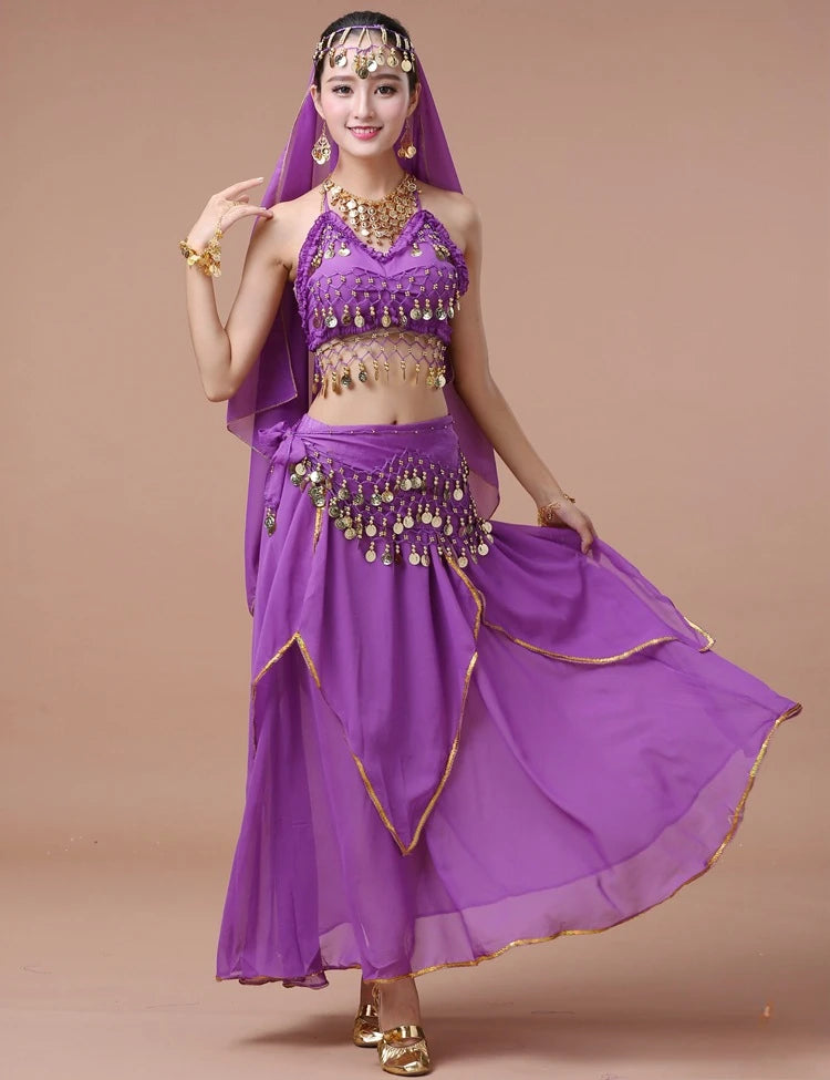 Coin-Trim Belly Dance Costume | Top & Skirt Set | Braviixx