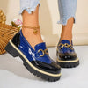 Women's Glossy Colourblock Loafers | Chunky Sole & Gold-Tone Detail | Braviixx