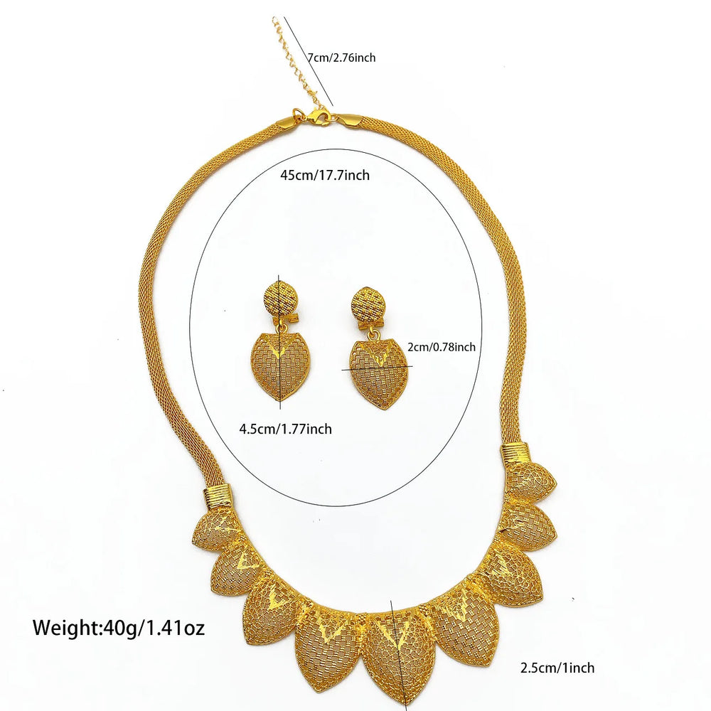 Women's Gold-Tone Jewellery Set | Statement Necklace & Matching Earrings | Braviixx