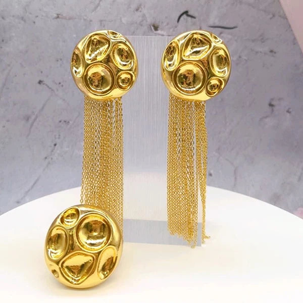 Women's Gold-Tone Tassel Jewellery | Earrings, Ring & Necklace Set Options | Braviixx