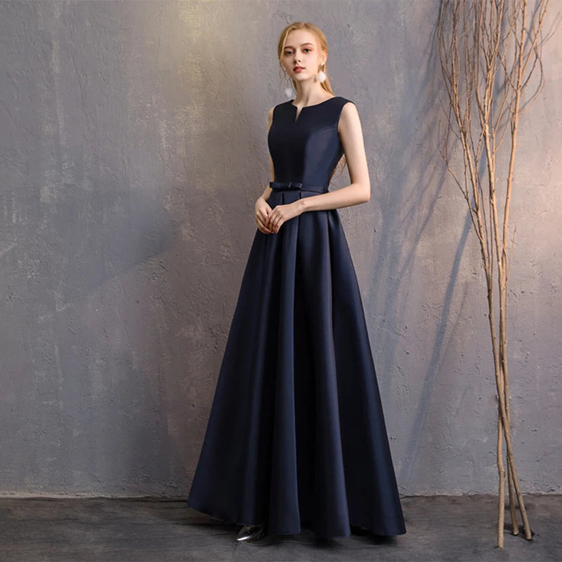 V-Neck Sleeveless Satin Ball Gown | Elegant Formal Bridesmaid & Prom Dress