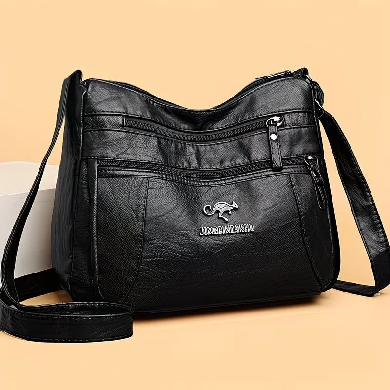 Soft Faux Leather Crossbody Bag | Multi-Zip & Adjustable Strap | Braviixx