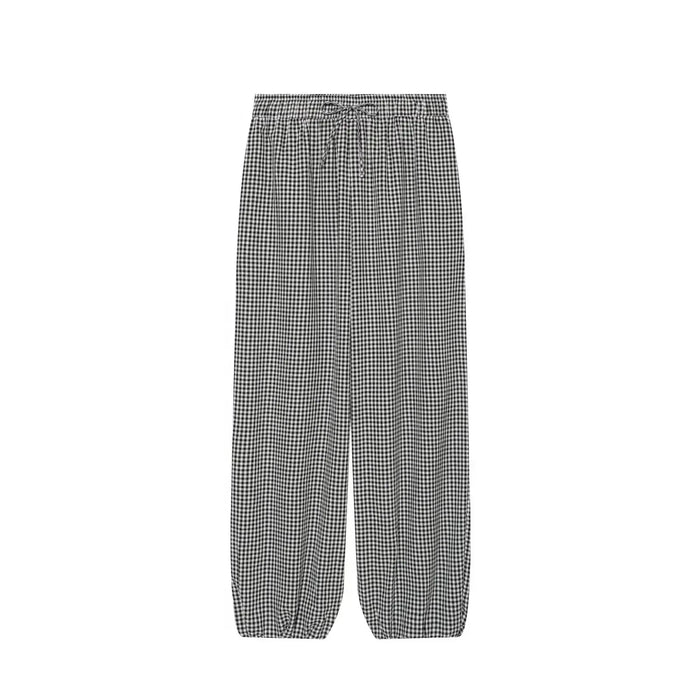 Women's Long Pants 2026 Summer New Style Red Plaid Drawstring Lantern Pants Long Pants Beach Vacation Casual Fashion