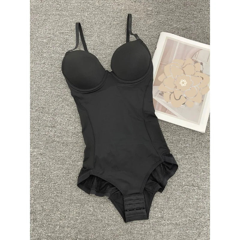 Women's Postpartum Shapewear Bodysuit Tummy Control Waist Trainer with Built-in Bra Support Bust Lifting Firm Compression Slimmi