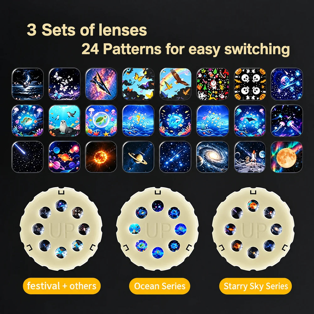 Galaxy & Holiday Projector | 24 Patterns & Auto-Off Timer | Braviixx