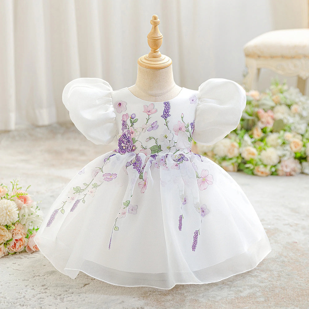 Toddler Baptism Party Baby Girls Dress Elegant Flower 1st Birthday Wedding Princess Dress Girl Christening Bridesmaids Prom Gown