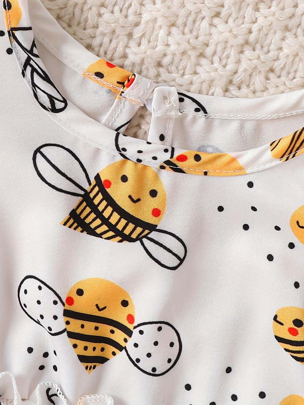 Baby Girls' Bee Print Tulle Dress | Puff-Sleeve Cartoon Dress | 1–18M | Braviixx