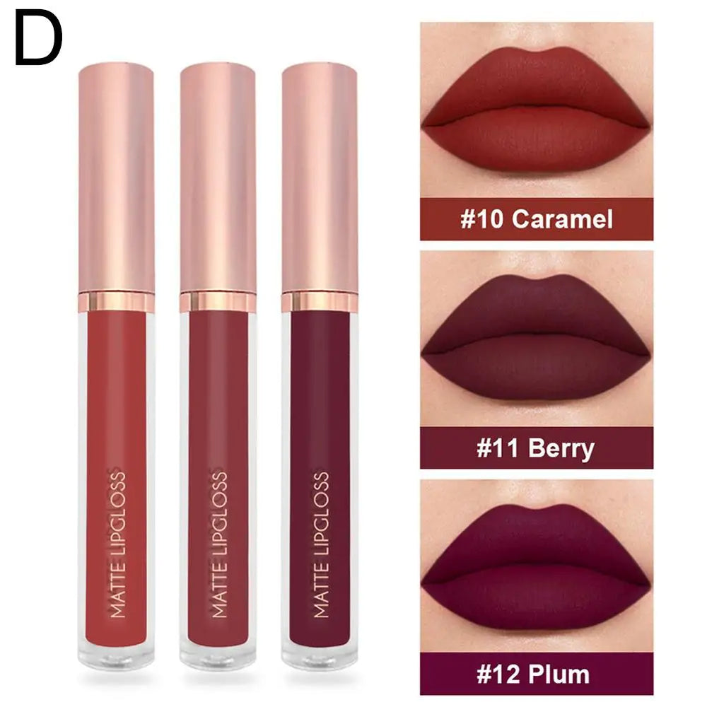 3-Piece Waterproof Matte Lip Gloss Set | Braviixx