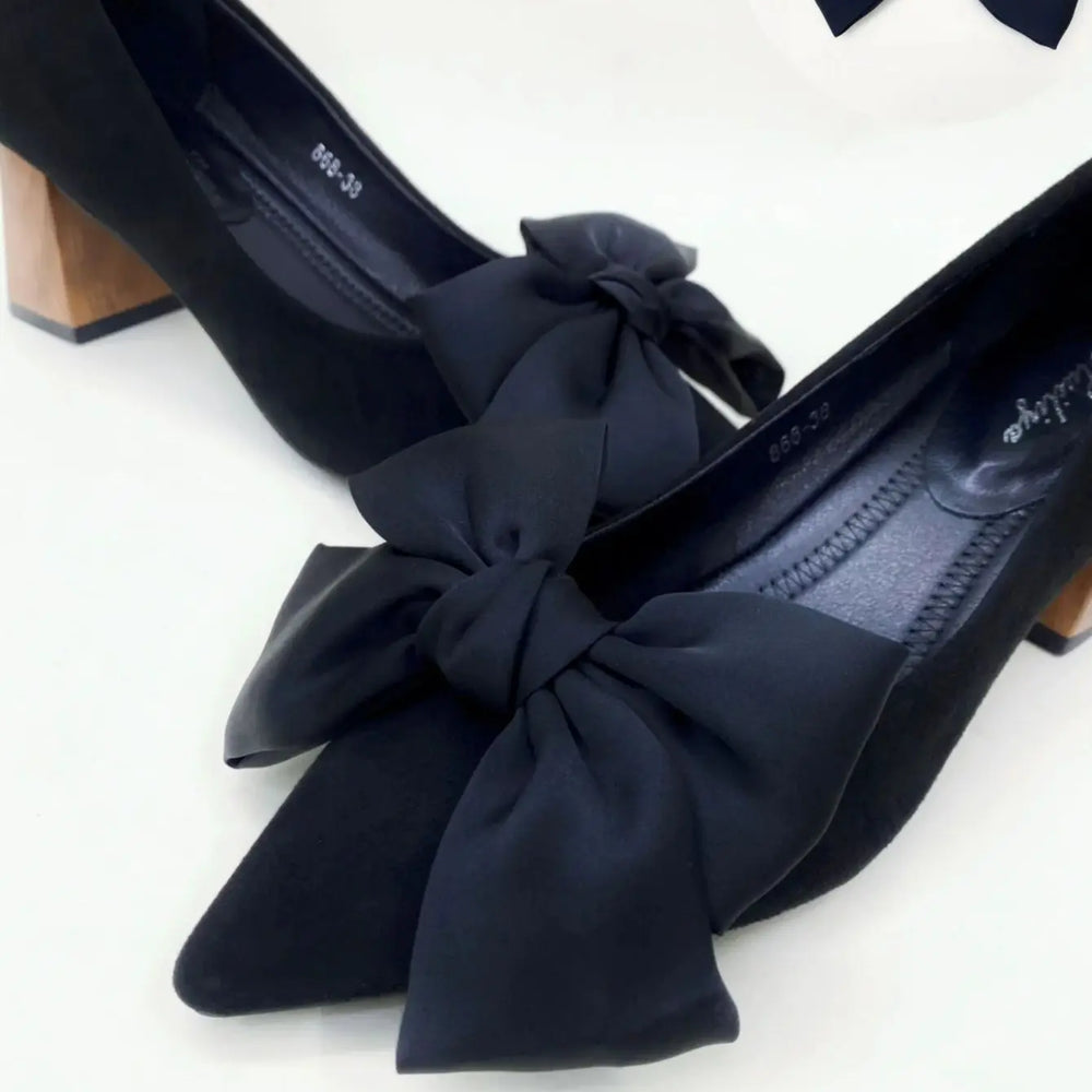 1 pair of new bride shoes white big bow women's shoe buckle DIY detachable daily all matching slimming satin shoes flower shoe c