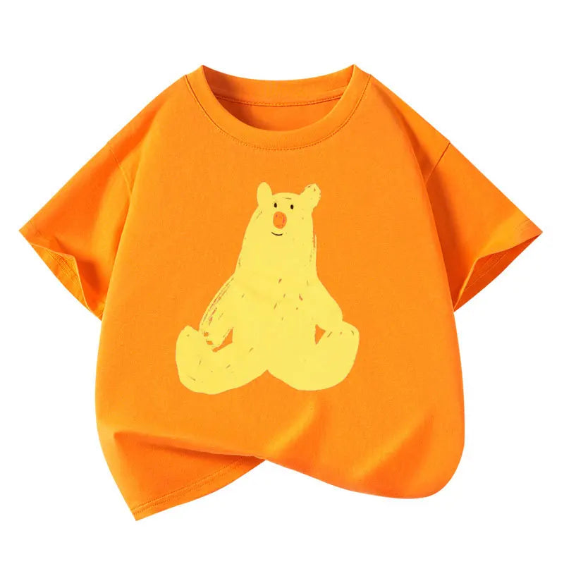 Boys T-shirts 2026 Summer Tops for Kids Short-sleeve Girls Tees Candy Color Children Shirts Cotton Teenager School Outfits
