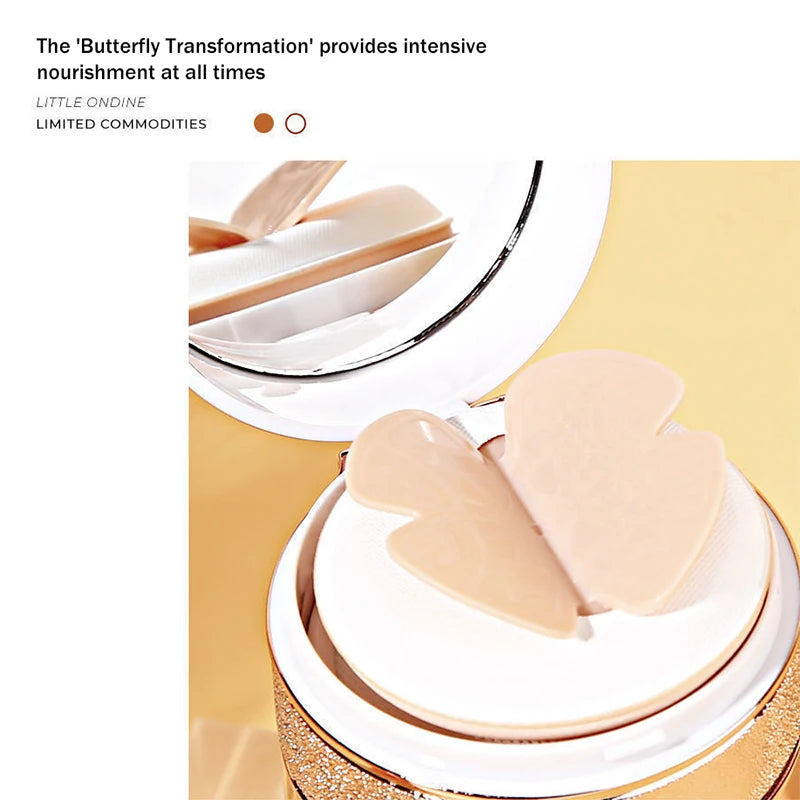 Air Cushion BB Cream | Moisturizing Foundation & Concealer with Butterfly Powder Puff | Braviixx