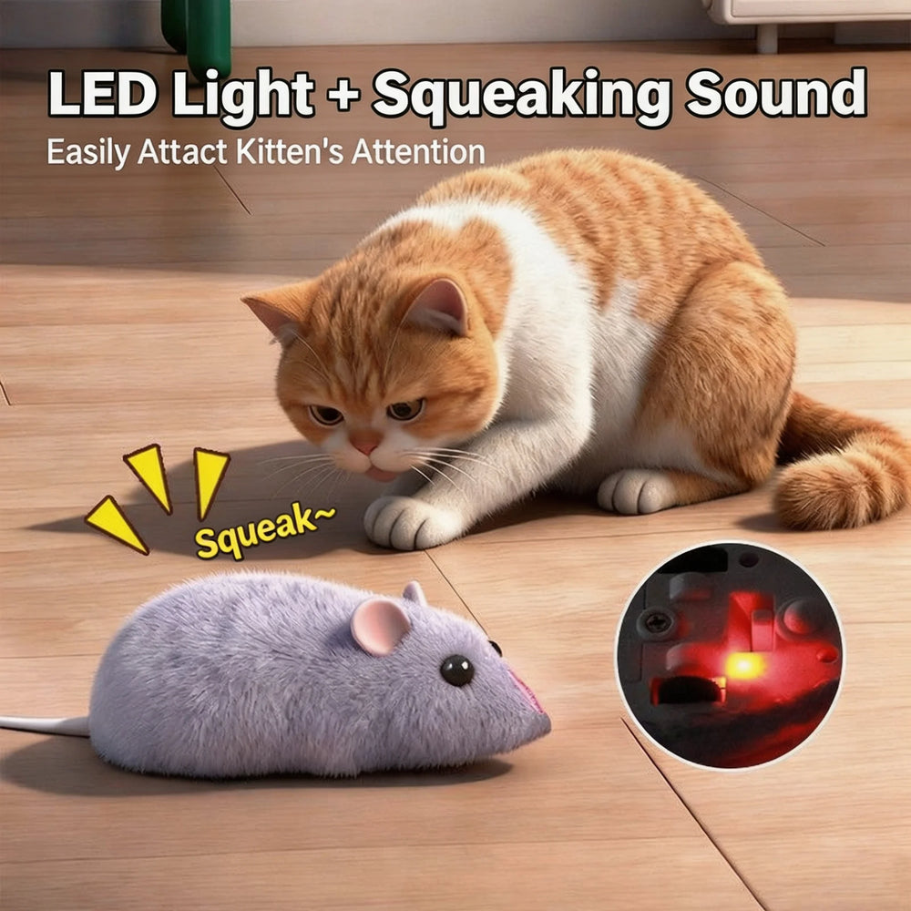 Remote Control Rat Toy, Electric Moving Simulation Mouse, Funny RC Vehicle Gift for Kids Cats Dogs Interactive Play
