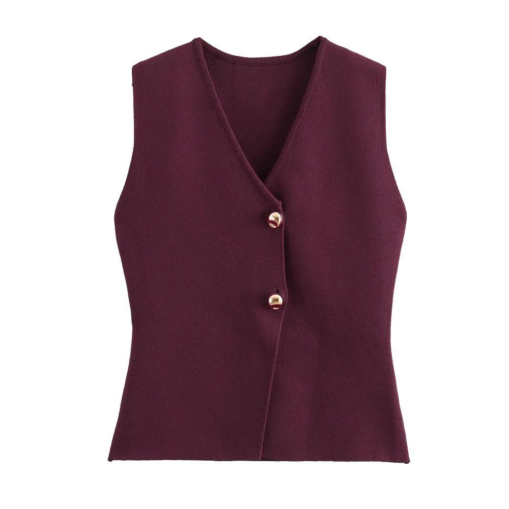 Knit Sleeveless Vest Woman Button New 2025 Spring Cropped Vests for Women Streetwear Basic Vest Top Women Knitted Vest For Women