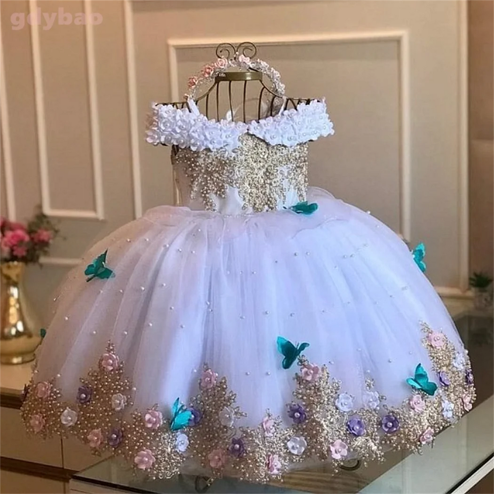 Girls' Lace Flower Girl Ball Gown | Sleeveless Party Dress | 3M–Child 14 | Braviixx