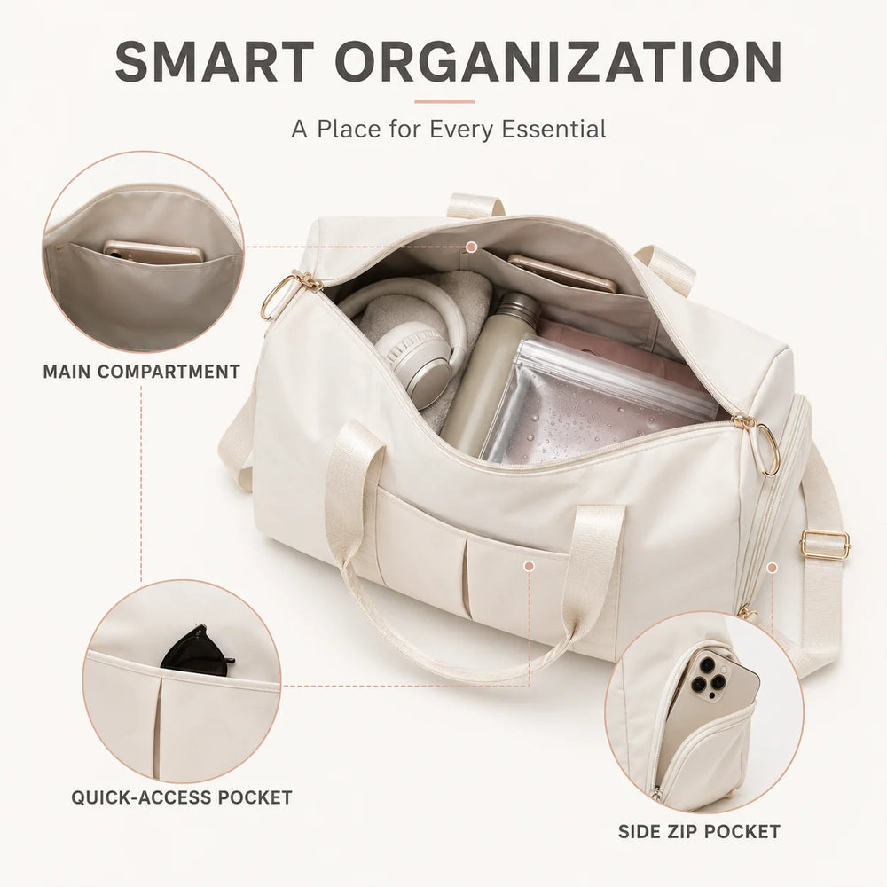 Women's Yoga & Travel Duffel Bag | Shoe Pocket & Luggage Sleeve | Braviixx