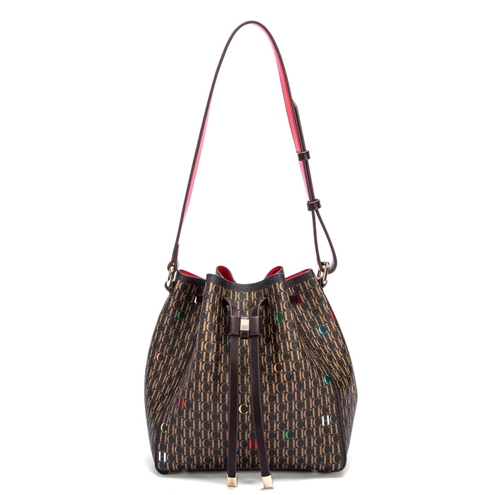 Women's Drawstring Bucket Bag | Letter Print & Shoulder Strap | Braviixx