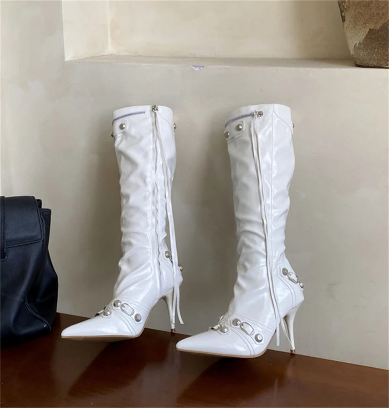 Knee-High Boots | Studs & Stiletto Heel | Braviixx
