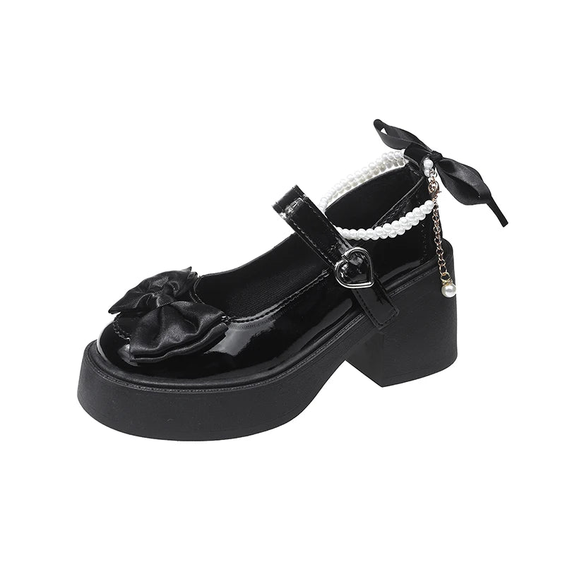 2026 Lolita Shoes Black Super High Heels Mary Jane Shoes Women Chunky Platform Pumps Woman Ankle Buckle Party Shoes