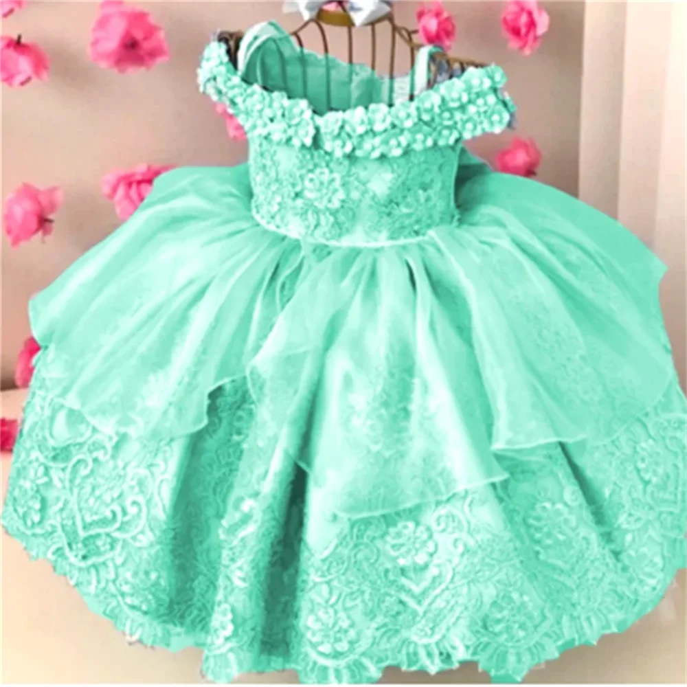 Girls' Lace Flower Girl Ball Gown | Sleeveless Princess Dress | 3M–14Y | Braviixx