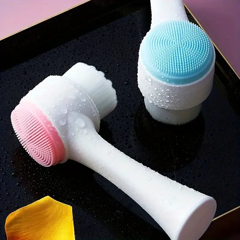 Silicone Facial Cleansing Brush, Double-Sided Deep Clean & Exfoliating Face Scrubber for Glowing Skin, Skin Care Tool