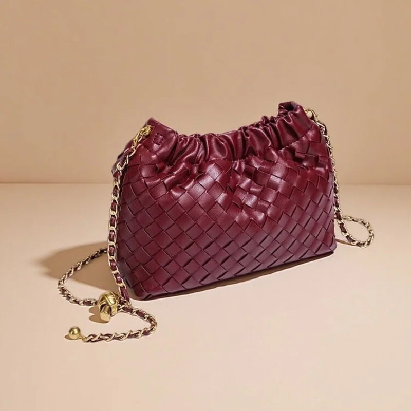 Women's Woven Crossbody Bag | Chain Strap | Braviixx