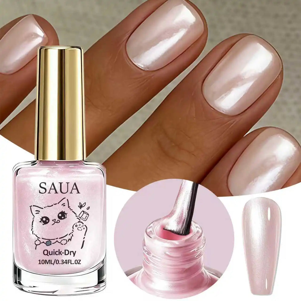 10ml Pink Pearlescent Nail Polish | Quick-Dry Air-Dry Formula | Braviixx