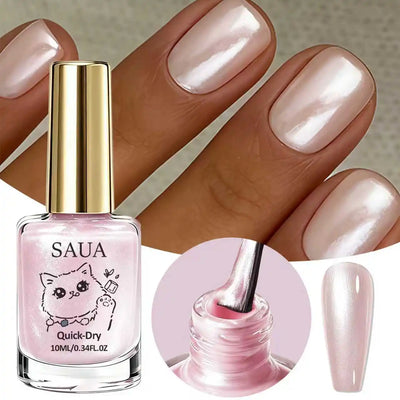 10ml Pink Pearlescent Nail Polish | Quick-Dry Air-Dry Formula | Braviixx