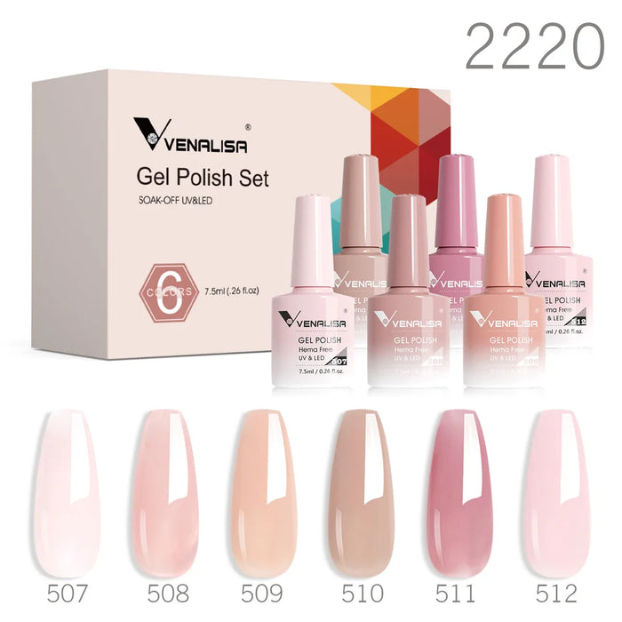 6-Piece UV/LED Gel Nail Polish Kit | 14 Color Sets | Braviixx