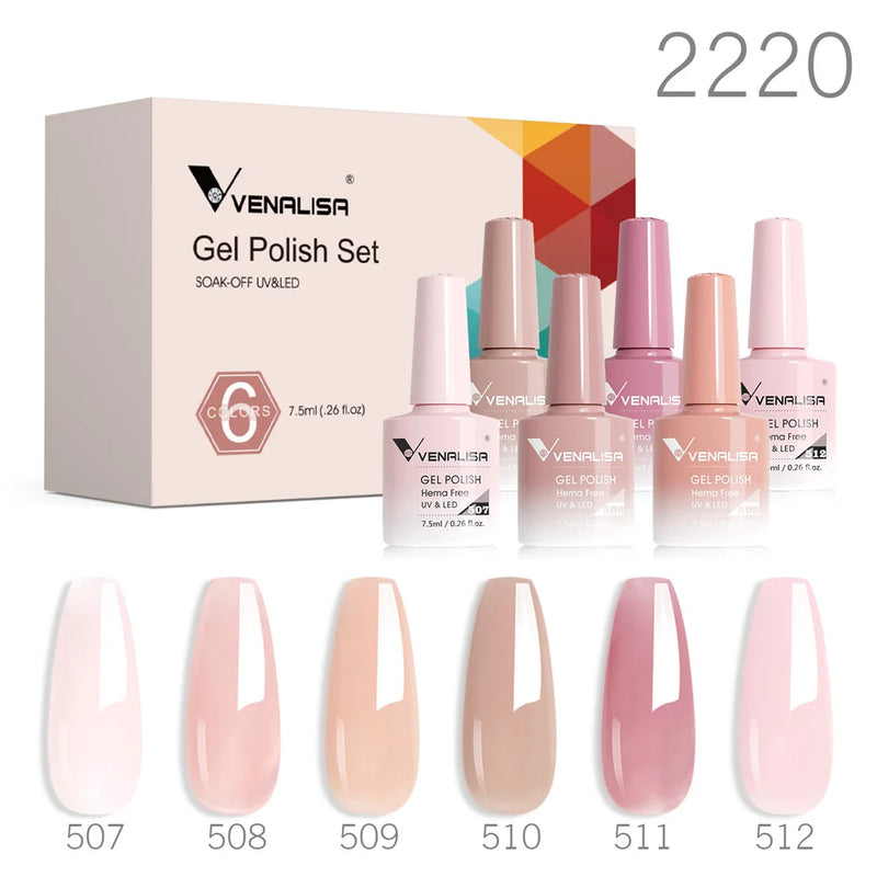 6-Piece UV/LED Gel Nail Polish Kit | 14 Color Sets | Braviixx
