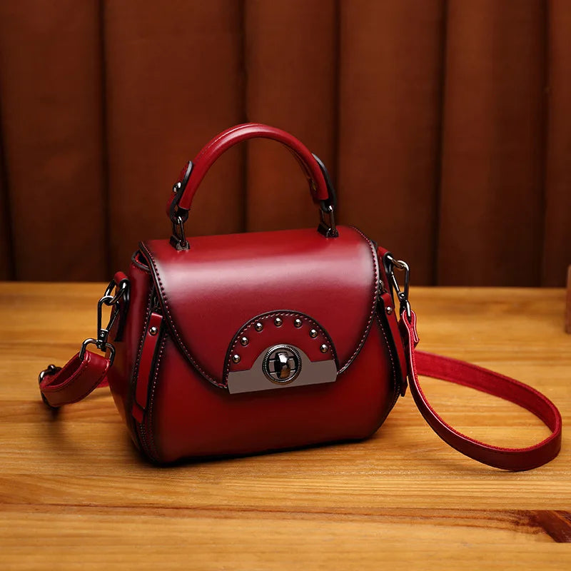 Burgundy Top-Handle Handbag | Shoulder & Crossbody Strap | Braviixx