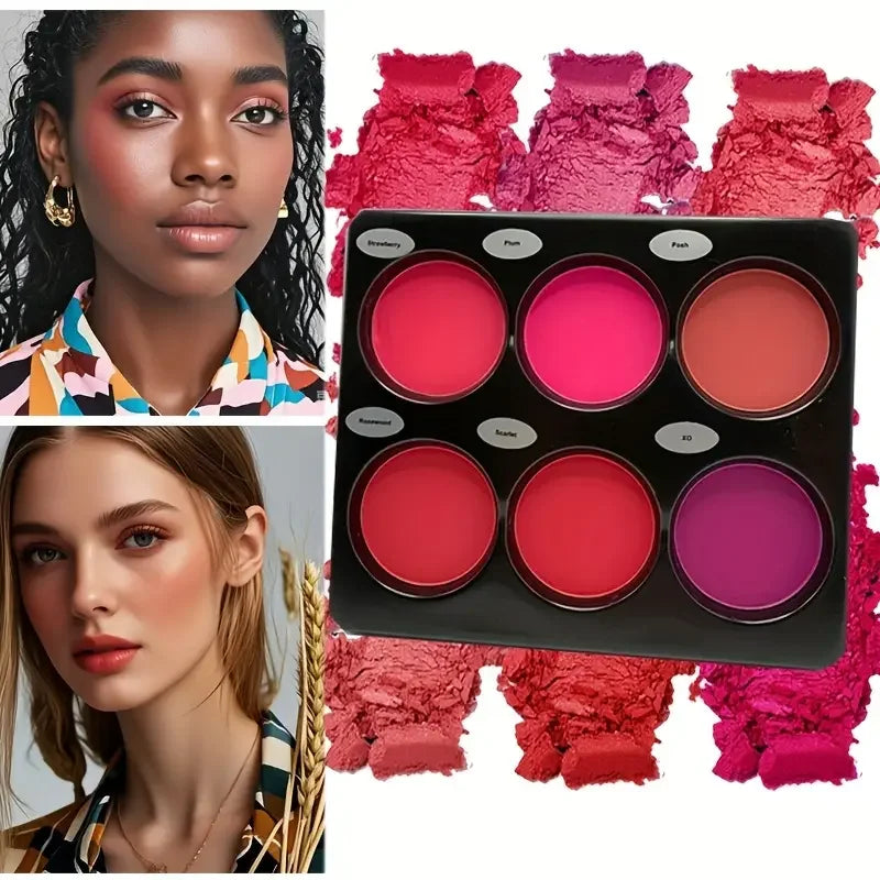 6-Colour Matte Blush Palette | Natural Contouring Blusher | Long-Lasting 18g Beauty Palette