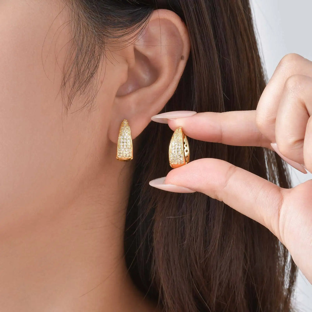 VNOX 18K Gold Plated CZ Earrings | Teardrop Stud or U-Shape Hoop | Hypoallergenic | Braviixx