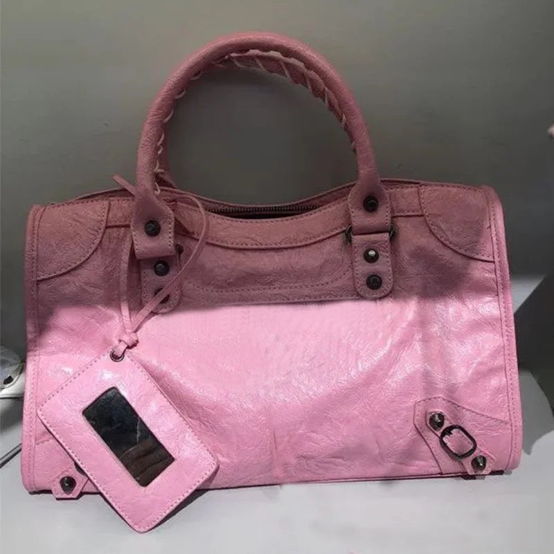 Motorcycle-Style Handbag | Braided Handles & Zip Detail | Braviixx