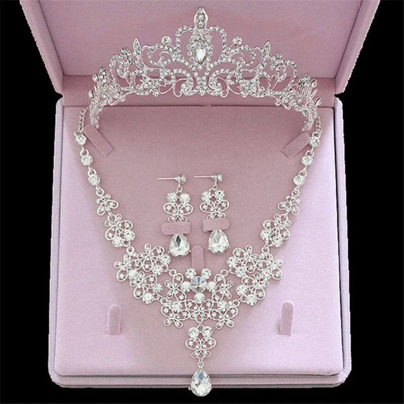 Bridal Crystal Jewellery Set | Tiara, Necklace & Drop Earrings | Braviixx