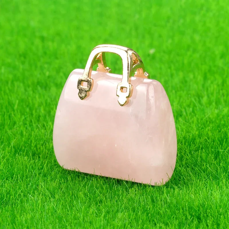 Natural Crystal Gemstone Mini Handbag Pendant Charm
