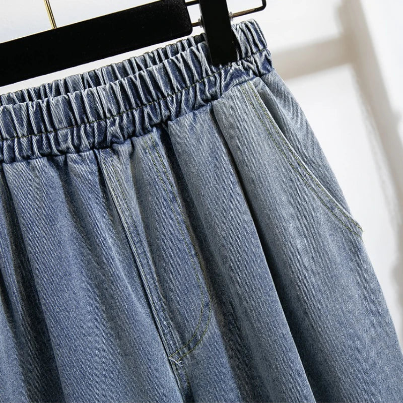 2026 Wide Leg Pants Women's Spring Autumn Retro Waed Denim Workwear Trousers High Waist Casual Versatile Plus Size Pants