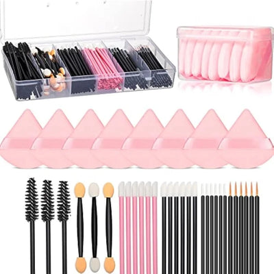 218-Piece Disposable Makeup Applicator Kit | Puffs, Brow & Mascara Tools | Braviixx