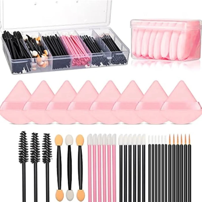 218-Piece Disposable Makeup Applicator Kit | Puffs, Brow & Mascara Tools | Braviixx