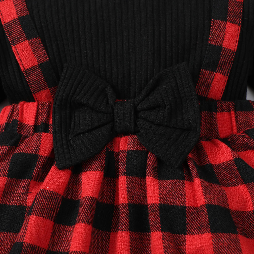 Baby Girls' Checkered Bow Dress with Headband | 0–18 Months | Braviixx